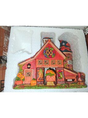 Autumn-Themed Ceramic Sleepy Hallow Church Decorative Figurines Pumpkin Floral A